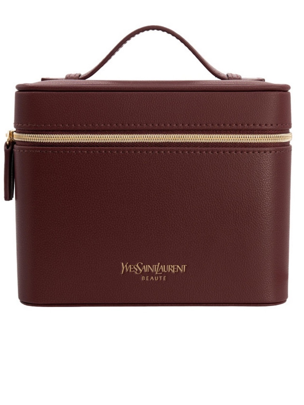 Yves Saint Laurent Burgundy Leather Cosmetic Vanity Case with Gold Hardware NIB